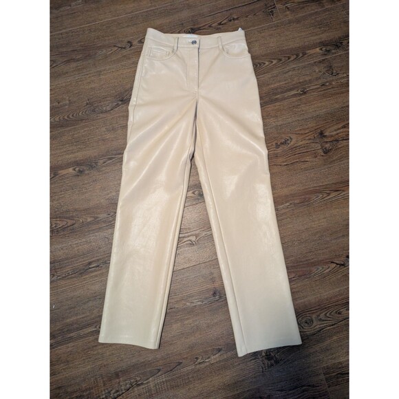 Aritzia Wilfred The Melina Vegan Leather High Rise Straight Pants Blue 4 - Picture 4 of 7